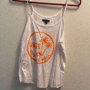 Vans White Camisole with Orange Logo Open Back